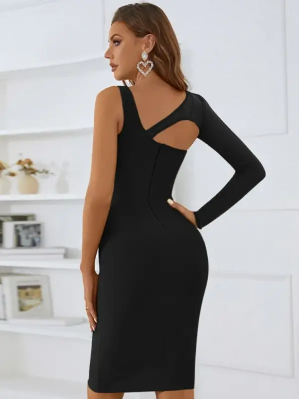 Noir Enigma Midi Bandage Dress - Image 2