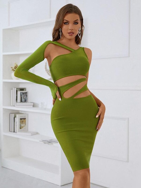The Olive Enigma: A Bandage Dress with a Twist Bandage Dress - Image 5
