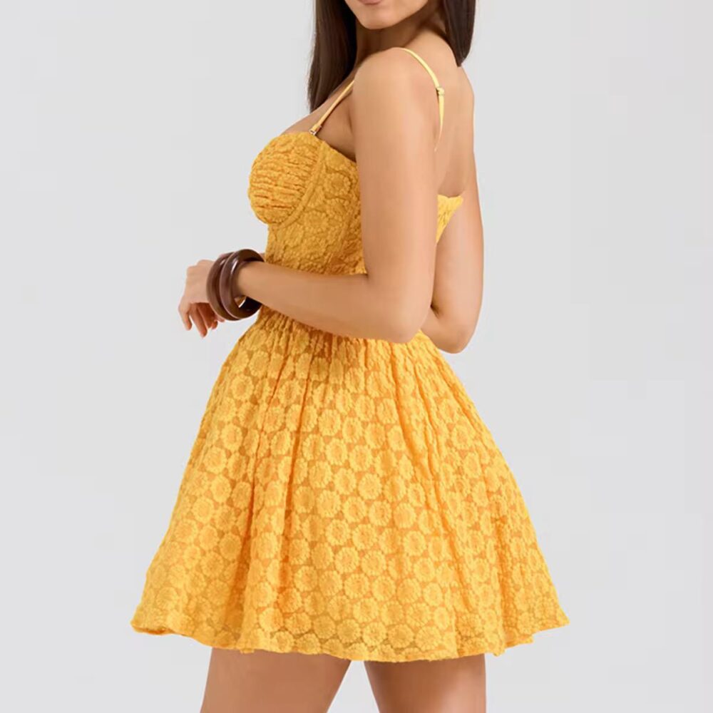 Golden Bloom Lace Corset Dress - Image 5