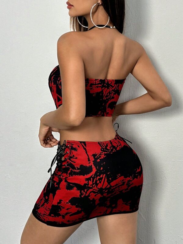 Inferno Edge Graphic Print Corset Two-Piece Set - Image 2