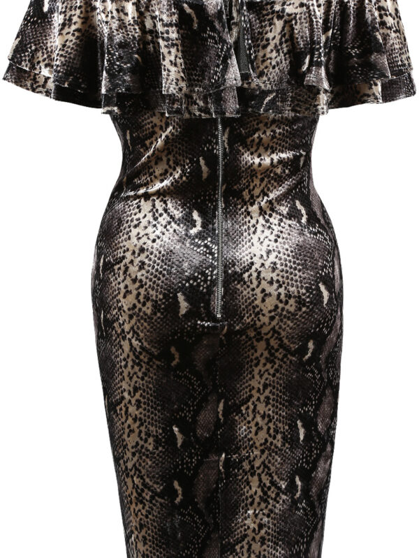 Serpentine Glam Off-Shoulder Bodycon Dress - Image 5