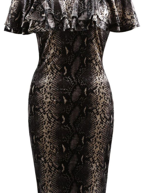 Serpentine Glam Off-Shoulder Bodycon Dress - Image 3