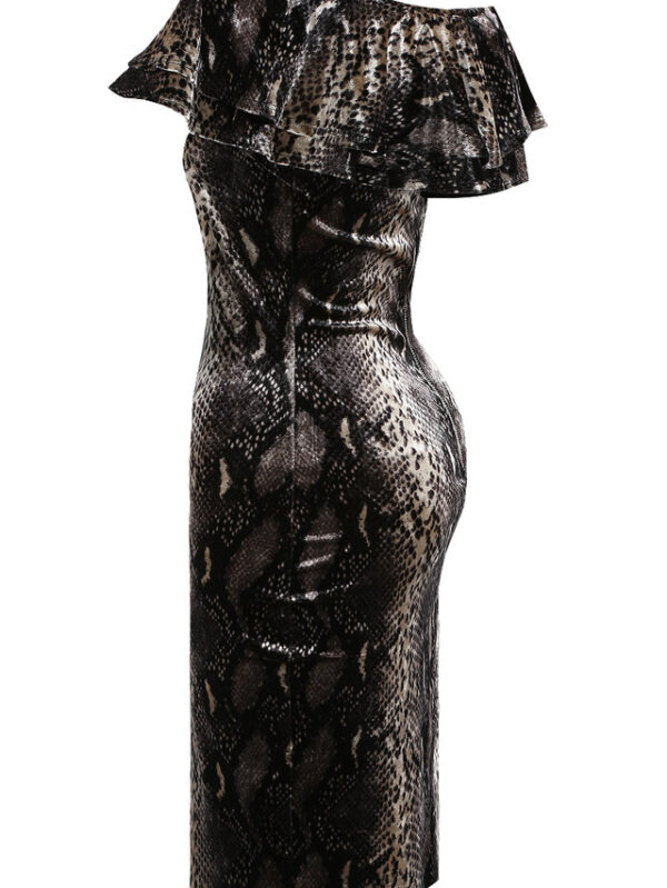 Serpentine Glam Off-Shoulder Bodycon Dress - Image 2
