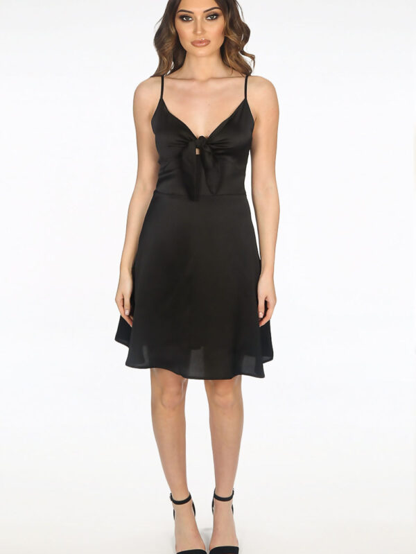 Midnight Charm Tie-Front Skater Dress - Image 5