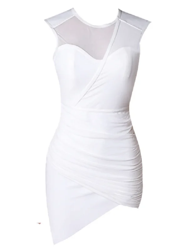 Ivory Mirage Ruched Mesh Dress - Image 2