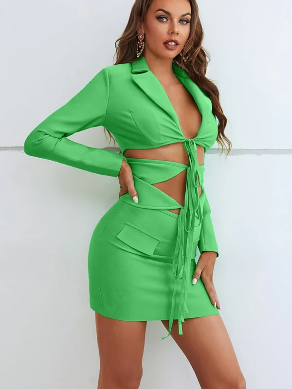Lime Luxe Tie-Up Blazer Dress - Image 4