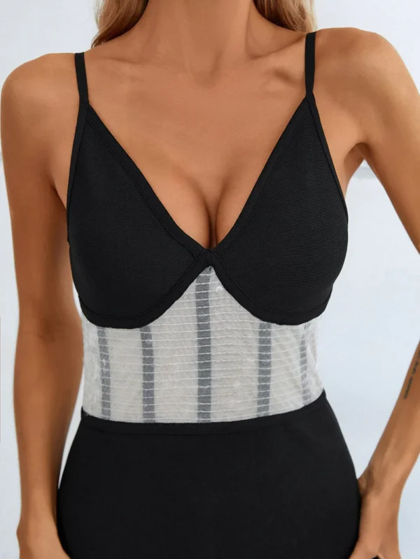 Midnight Mirage Sequin Mesh Panel Dress - Image 2