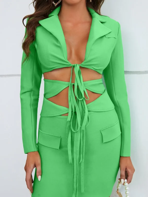 Lime Luxe Tie-Up Blazer Dress - Image 2