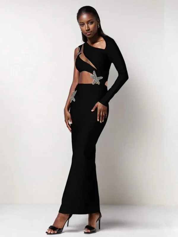 Starlit Edge One-Sleeve Cutout Gown - Image 3
