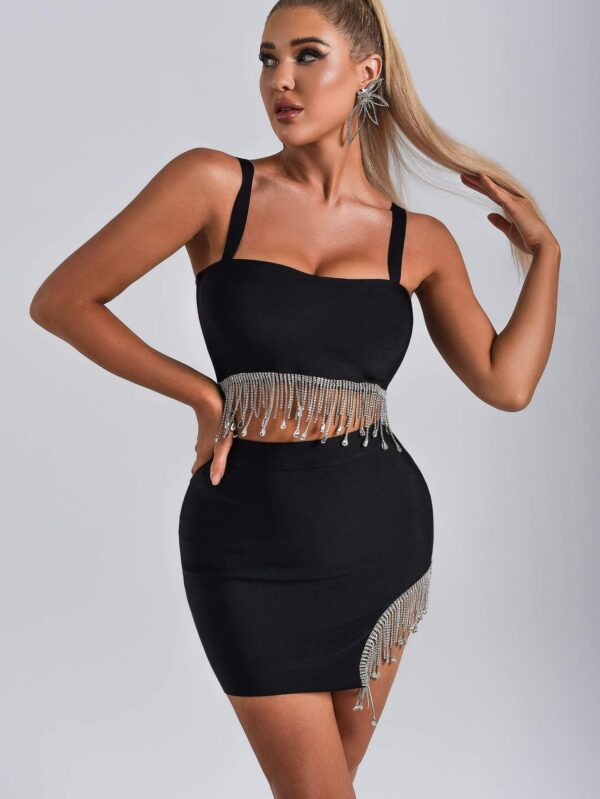 Starlight Fringe Crystal Embellished Mini Dress - Image 3