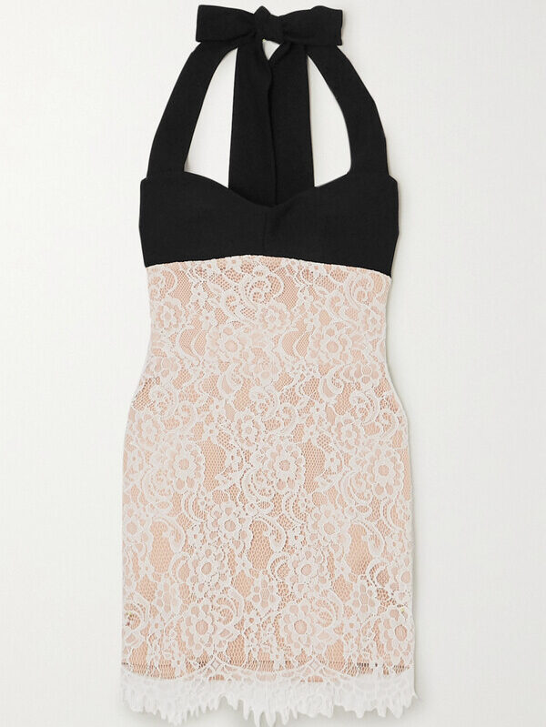 Luxe Lace & Midnight Halter Mini Dress - Image 4