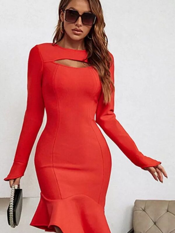 Scarlet Curve Fishtail Midi Dress - Image 3
