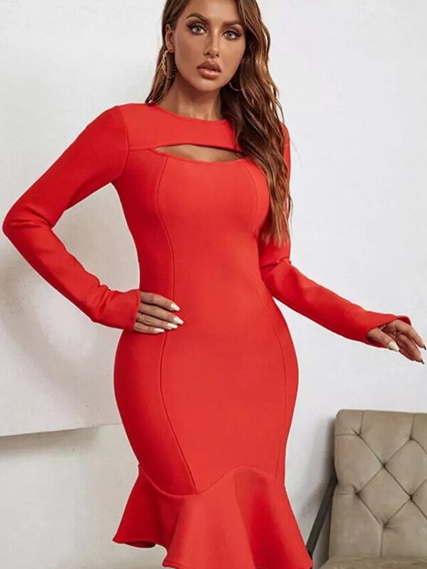 Scarlet Curve Fishtail Midi Dress - Image 5