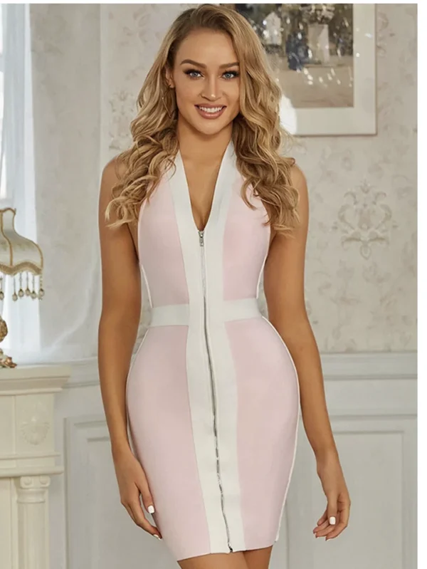 Blush Zip Hourglass Bandage Dress - Image 3