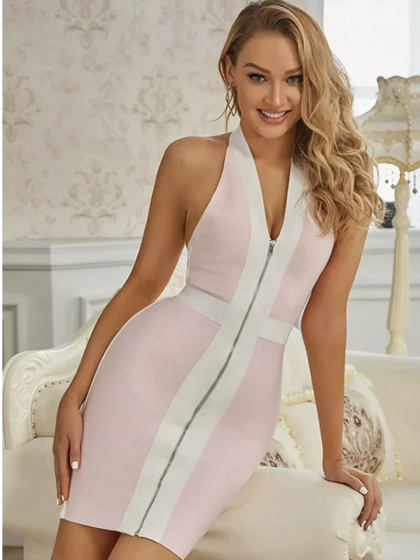 Blush Zip Hourglass Bandage Dress